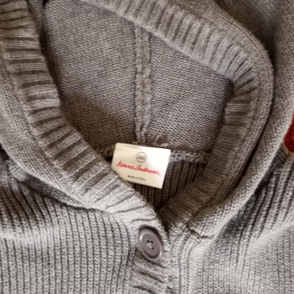 Hanna Andersson sweater, size 12- 14 girls, grey with muti colored embroidery - Picture 3 of 3